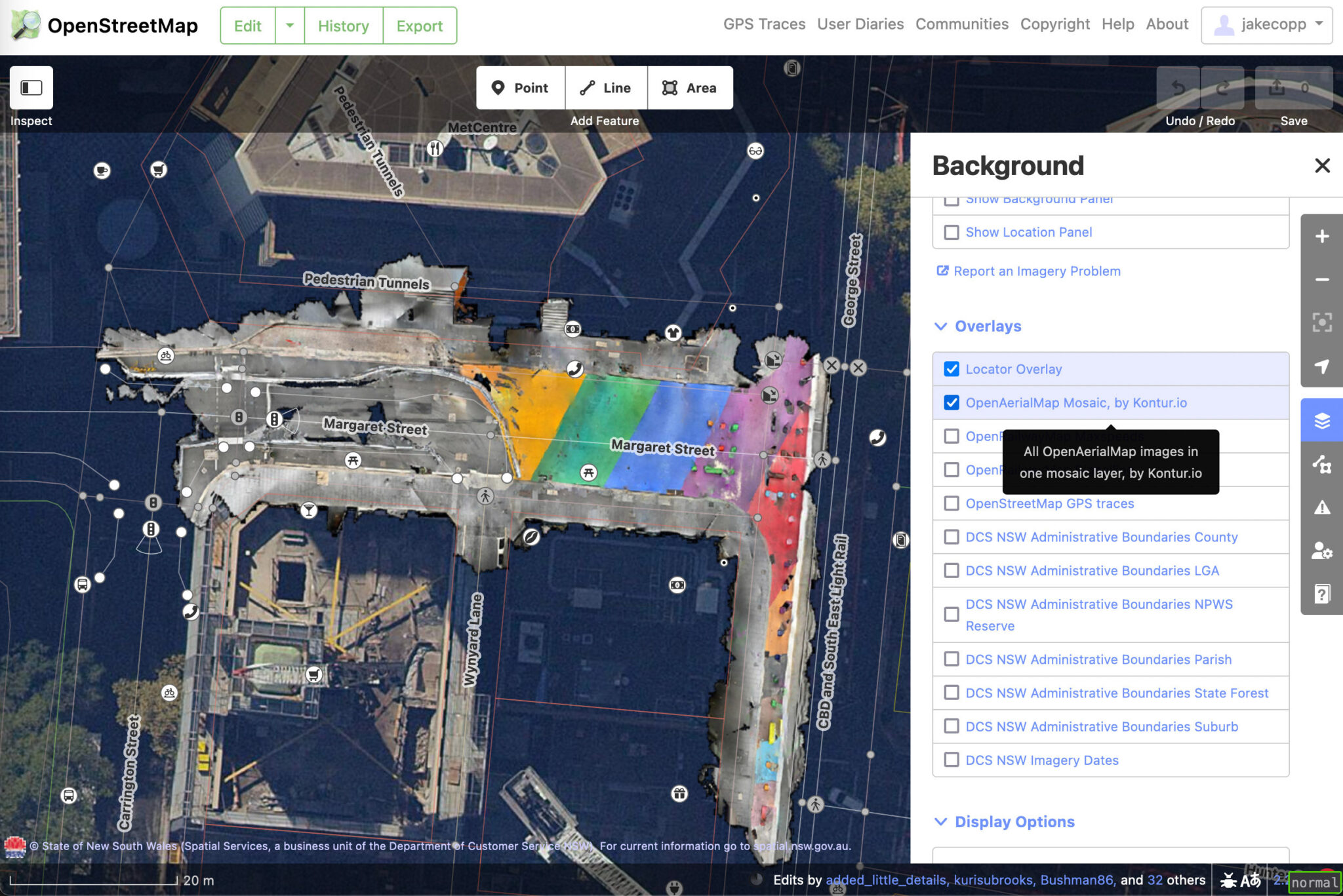 OpenAerialMap imagery in iD editor