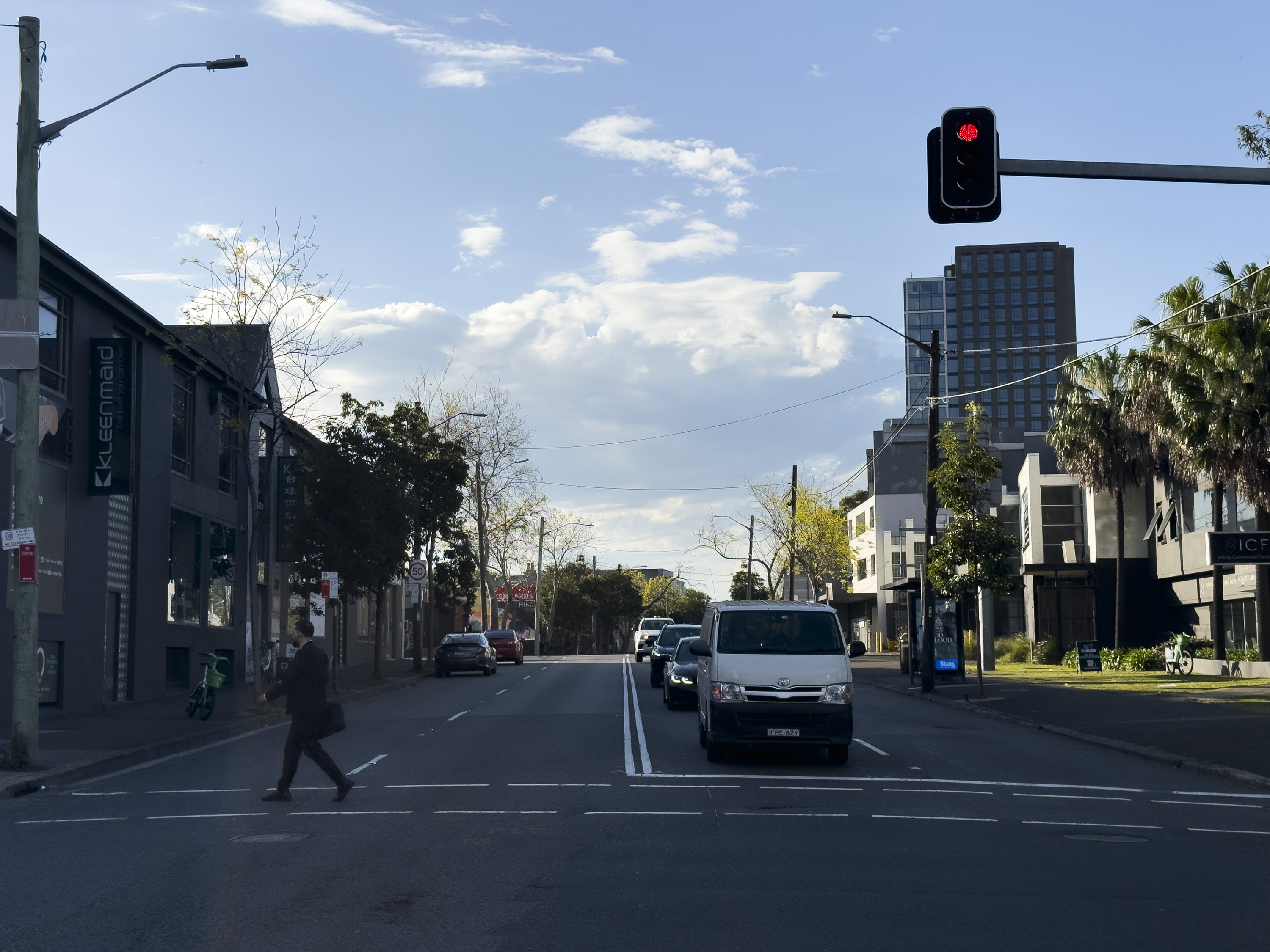 Looking north along Botany Road, at McEvoy Street.